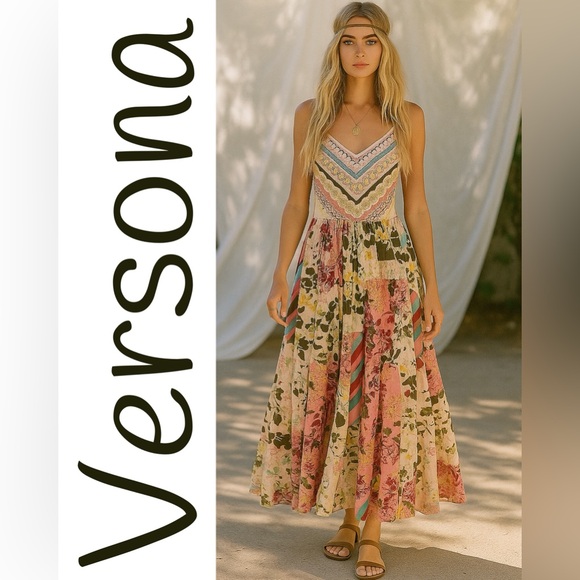 Versona Floral Patchwork Maxi Dress - Picture 1 of 7